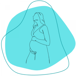Dessin d'une femme enceinte sur un fond bleu